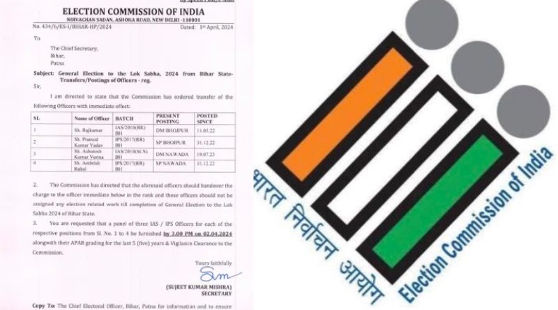 ECI removed four bureaucrats from the electoral procedures in Bihar.