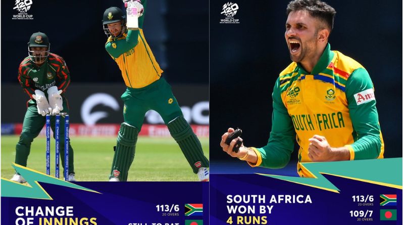 South Africa beats Bangladesh in a low-scoring thriller in T20 World Cup