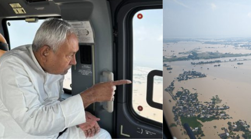 Nitish Kumar conducted the aerial survey of flood-affected regions.