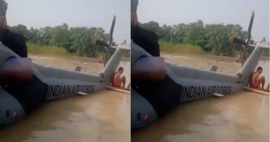 The Indian Air Force began the retrieval of the helicopter from the floodwater.