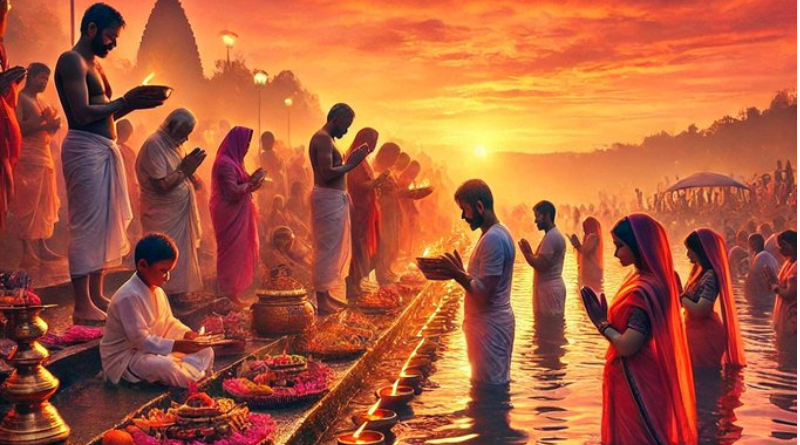 The first Arghya of the Chhath Puja will be offered at 5:34 PM in Bhagalpur and 5:42 PM in Patna.