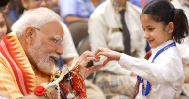 PM Modi celebrated Raksha Bandhan with school girls and Brahma Kumari sisters.