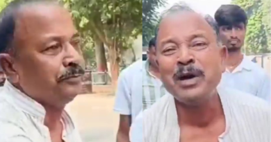 RJD worker protests outside Lalu-Rabri residence, alleging irregularity in ticket distribution.