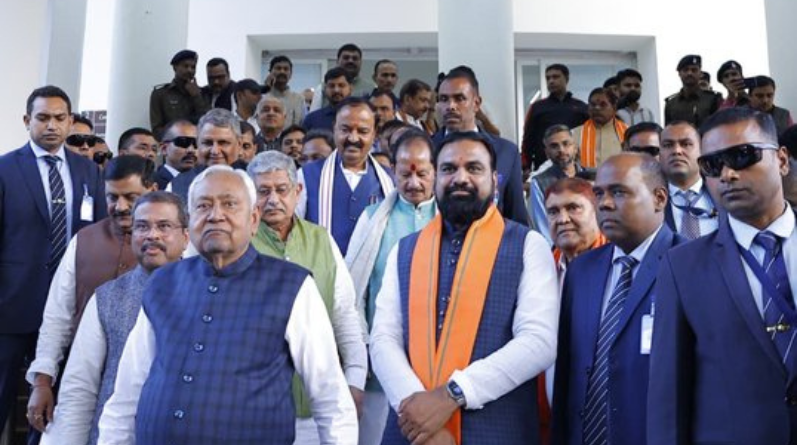 Nitish Kumar unanimously elected NDA legislative party leader; set to stake claim to form new government.