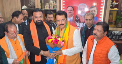 Sanjay Saraogi assumes charge as the BJP Bihar state president in Patna.