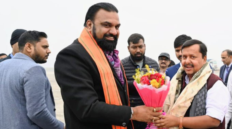 Nitin Nabin receives a grand welcome at Patna airport, with traffic snarls due to a massive crowd.
