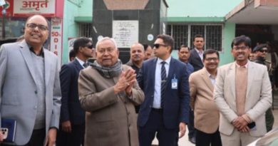 CM Nitish Kumar inspects the construction of the 400-bed Super Specialty Orthopedic Hospital in Patna.