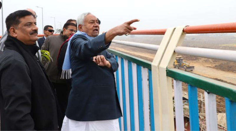 CM Nitish Kumar inspects the plantation and beautification work of JP Ganga Path in Patna.