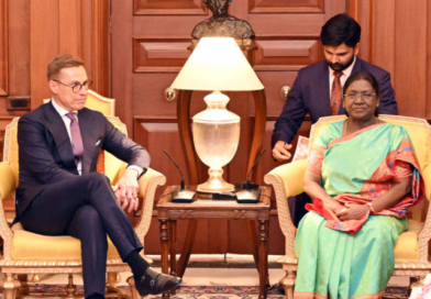 President Alexander Stubb meets Droupadi Murmu at Rashtrapati Bhavan.
