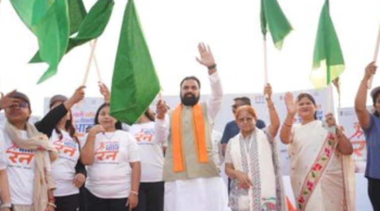 Samrat Choudhary flags off ‘Fun Run’ in Patna supporting women’s reservation bill.