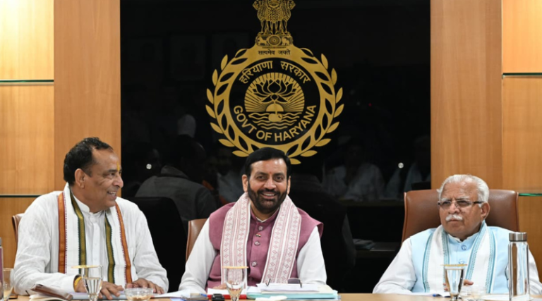 BJP Haryana finalizes strategy for municipal elections at state election committee meeting.