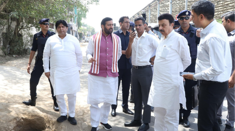 Haryana CM Nayab Singh Saini conducts ground inspection of civic facilities in Gurugram.
