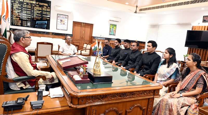 Haryana Governor Ashim Kumar Ghosh meets 2025 batch IAS probationers allotted to the Haryana cadre.