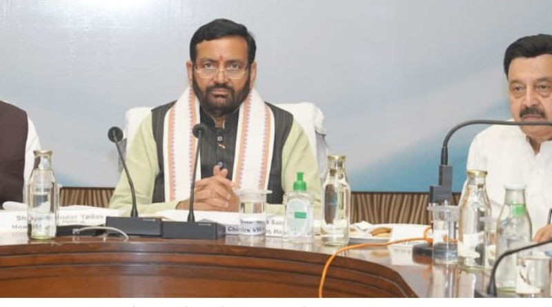 Haryana CM Nayab Singh Saini reviews air pollution action plan for NCR; focus on EVs, green cover, and dust control.