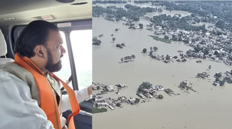 Samrat Choudhary inspected flood- affected West Champaran district; flood victims raise slogans against local leaders.
